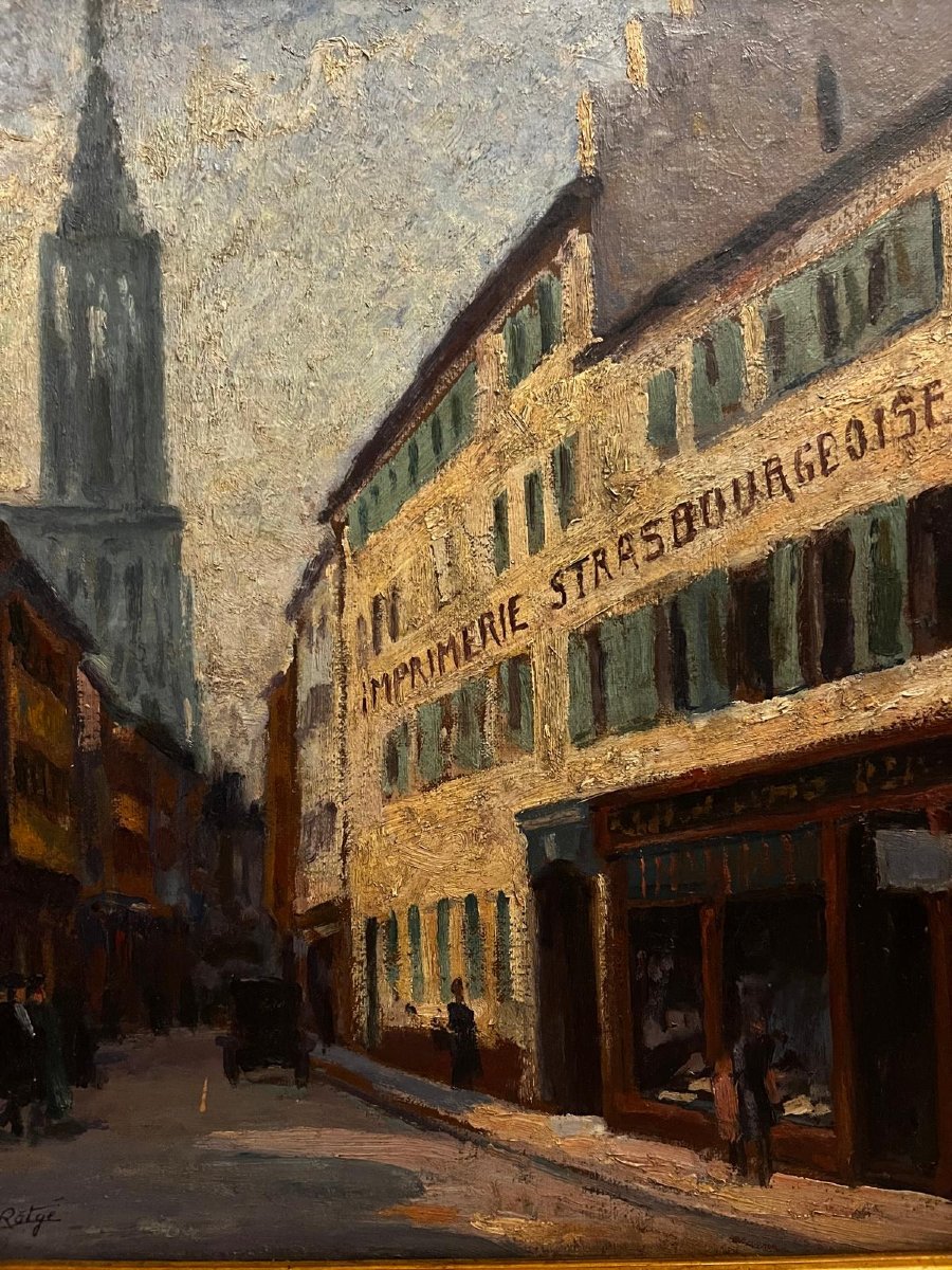 Tableau  ville de Strasbourg  Signé  ROTGE  PROSPER ,   1895- 1969-photo-4