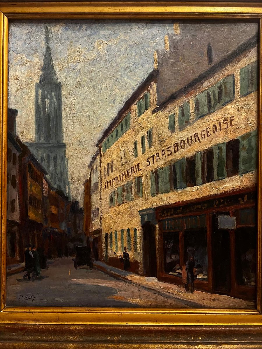 Tableau  ville de Strasbourg  Signé  ROTGE  PROSPER ,   1895- 1969-photo-1