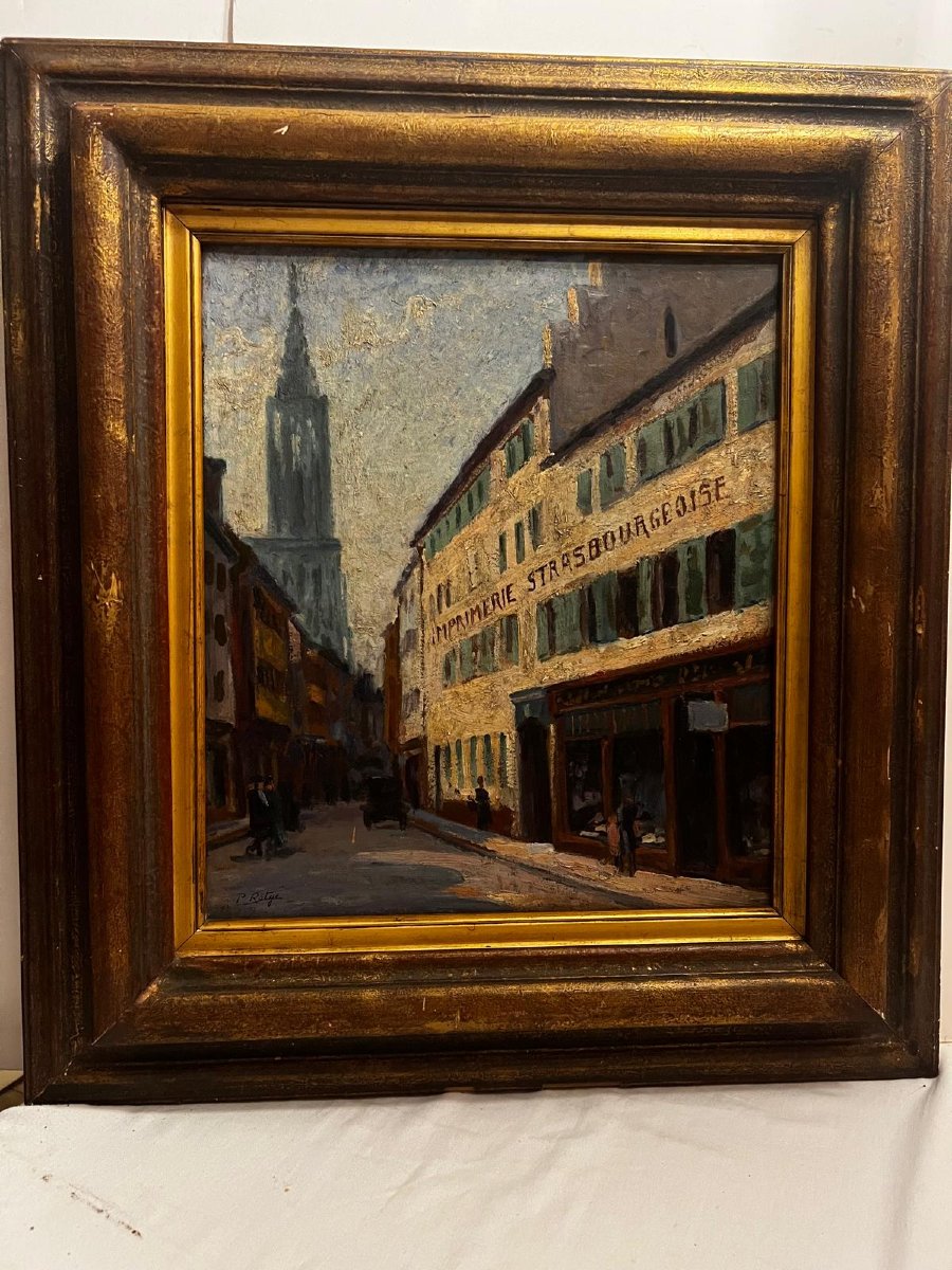 Tableau  ville de Strasbourg  Signé  ROTGE  PROSPER ,   1895- 1969-photo-2