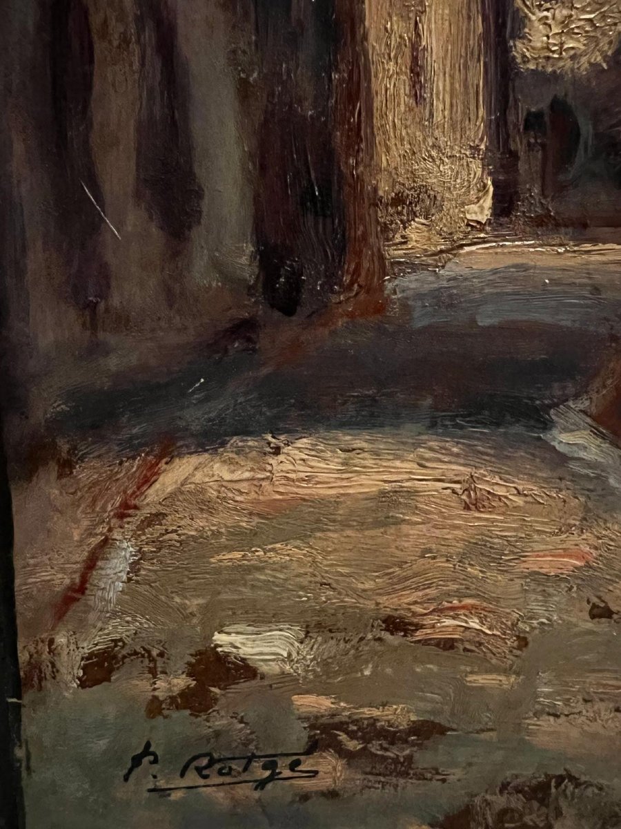 Painting Of A Strasbourg Alleyway, Signed Rotge Prosper. -photo-3