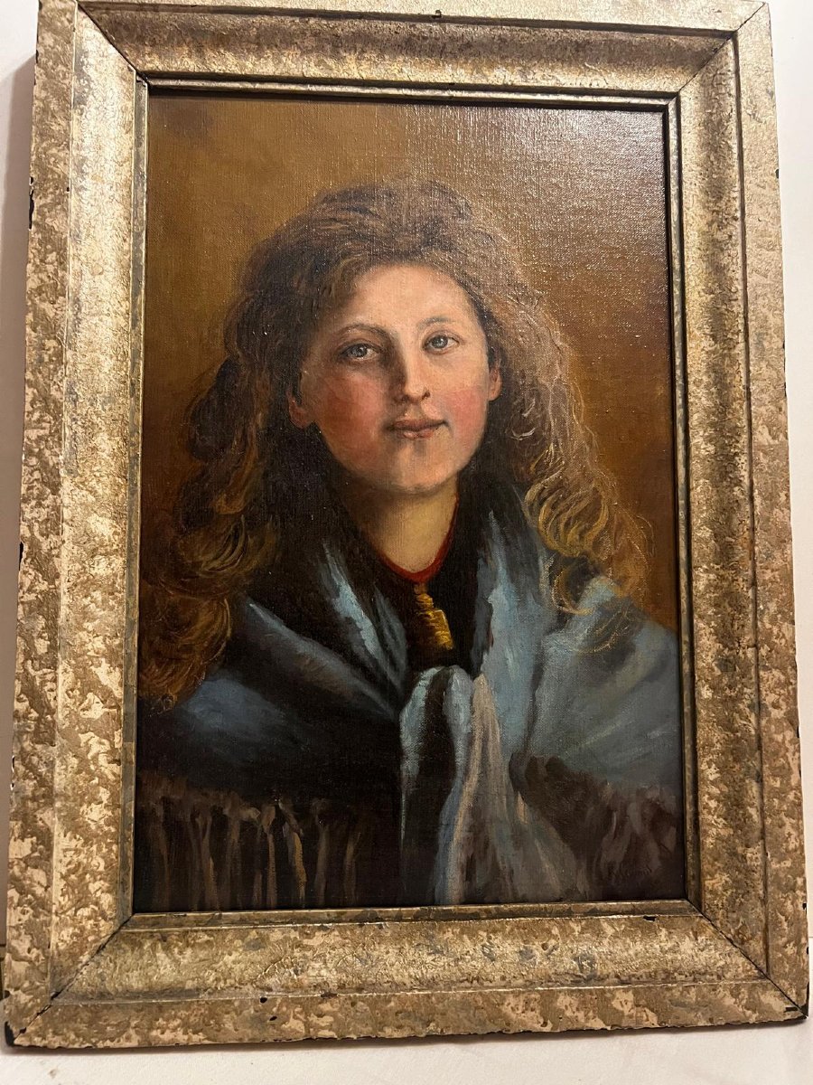Painting Portrait Of A Young Girl Signed Konrad Schmid 1899-1958.-photo-3