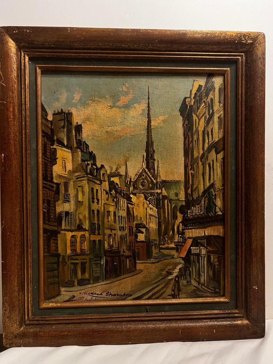 Painting Of A Parisian Street Landscape, Signed, Florez, Paris 1931.-photo-2