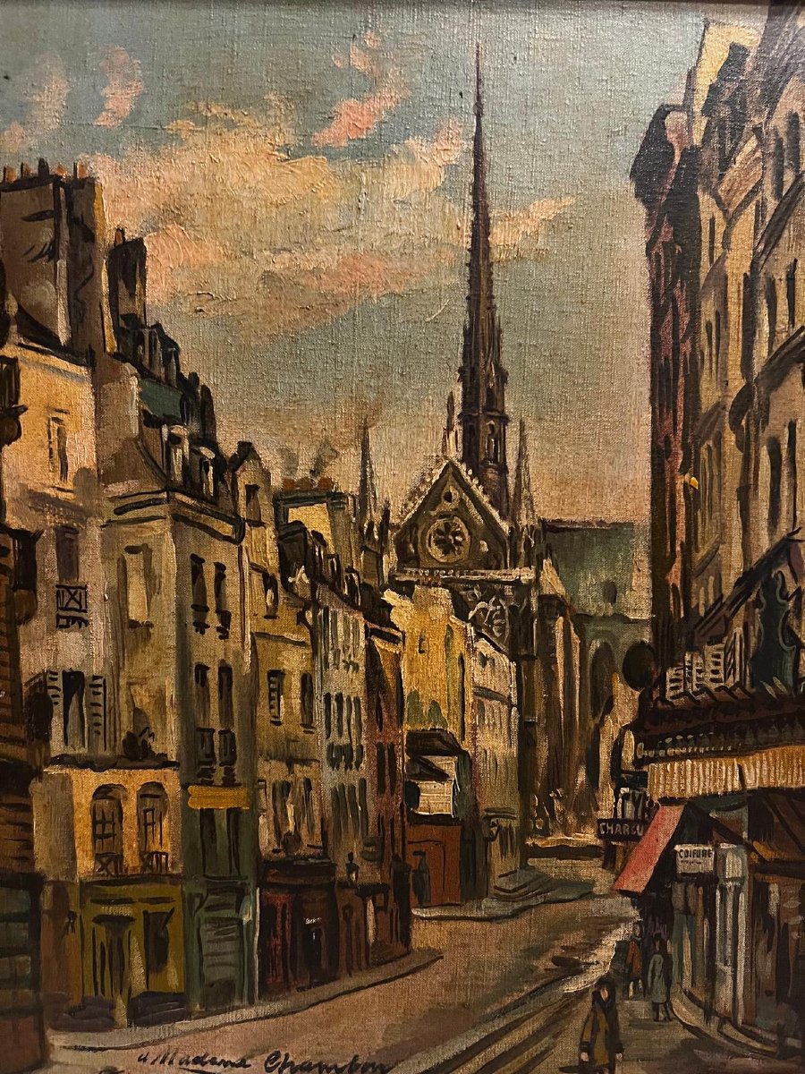 Painting Of A Parisian Street Landscape, Signed, Florez, Paris 1931.-photo-3