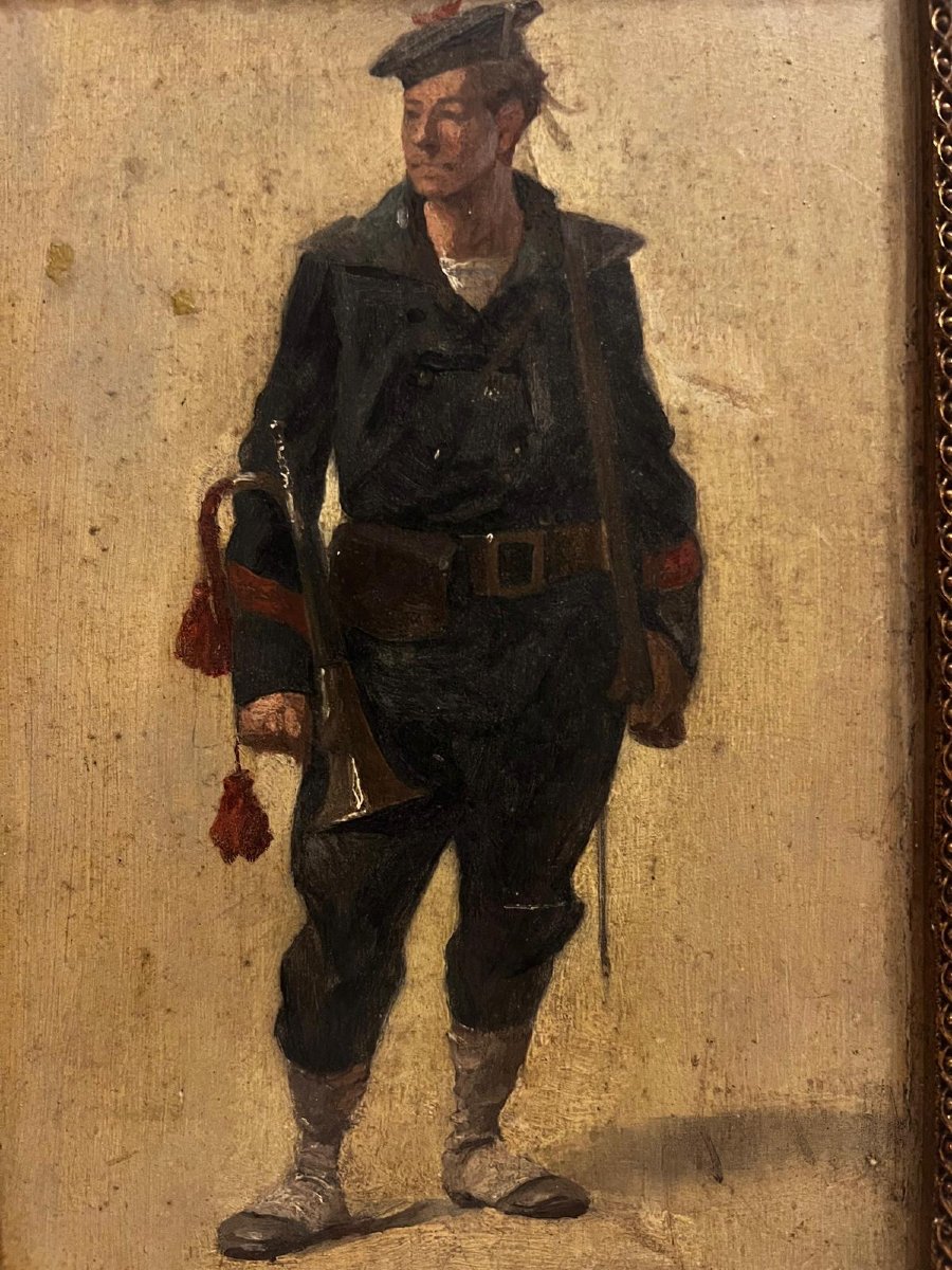 Tableau  Jolie  Marin,  avec son  Fusil  et  sa Trompette -photo-2