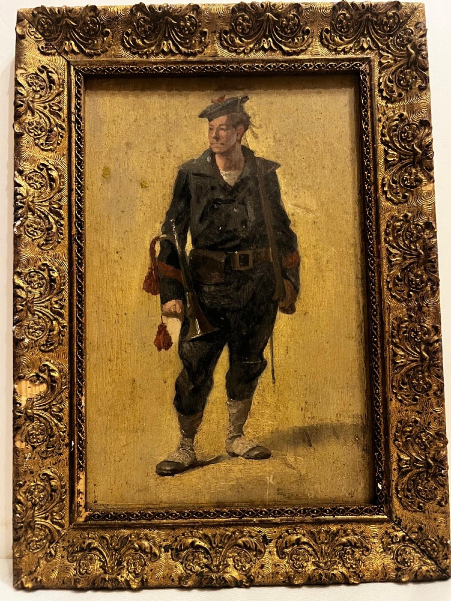 Tableau  Jolie  Marin,  avec son  Fusil  et  sa Trompette 