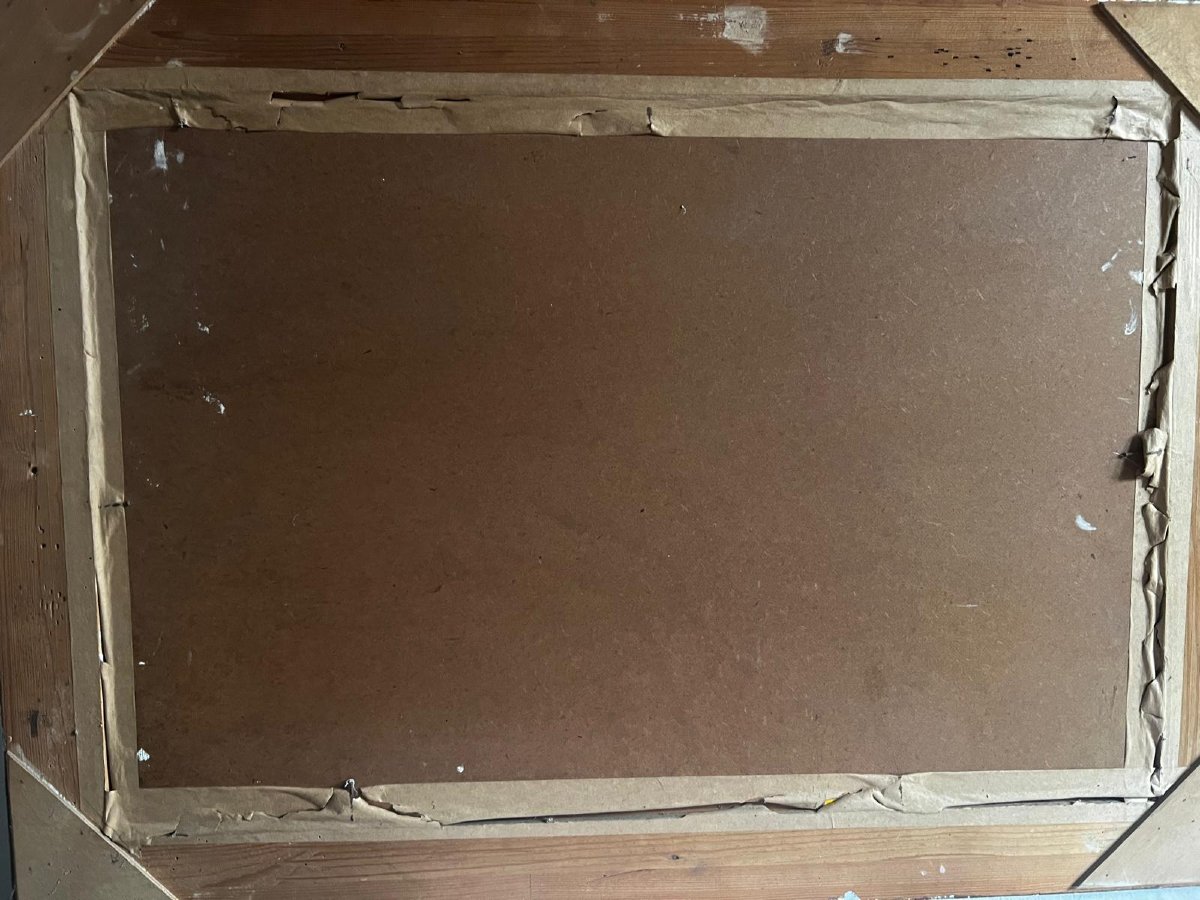 Landscape Painting Of Mountains, Illegible Signature, Oil On Wood. -photo-6