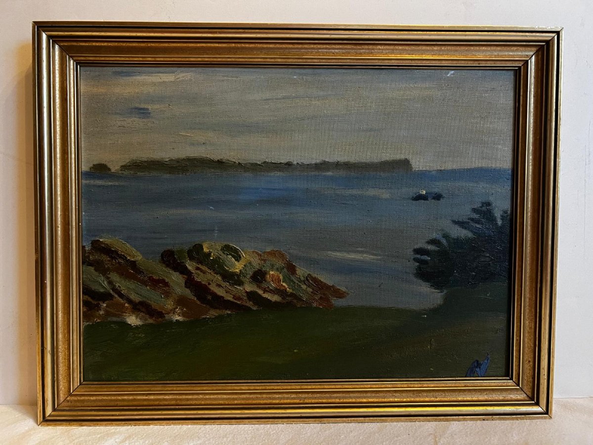 Seascape Painting, Signed With Monogram Bd, Oil On Paintable Board -photo-2