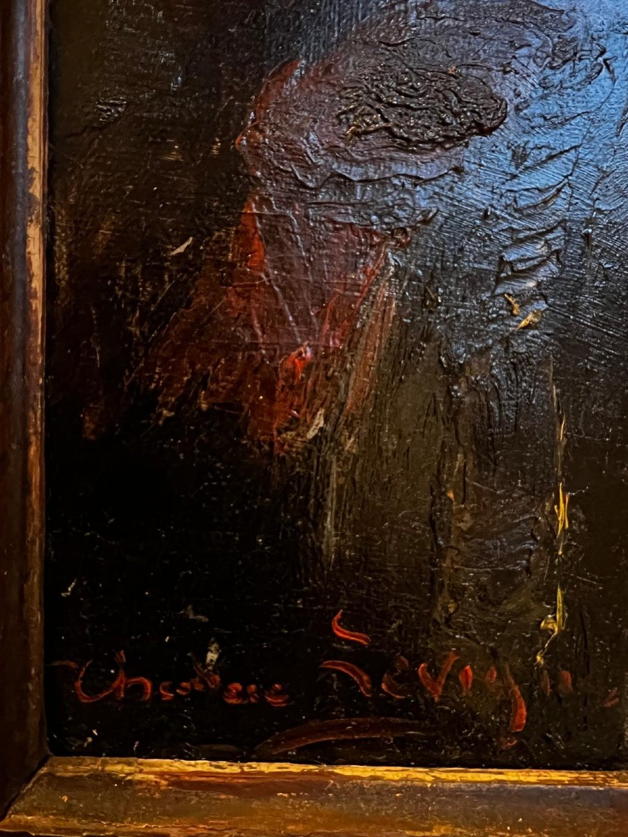 Painting Portrait Of A Soldier In Armor Signed Theodore Lévigne 1848-1912-photo-3