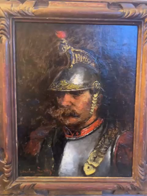 Painting Portrait Of A Soldier In Armor Signed Theodore Lévigne 1848-1912