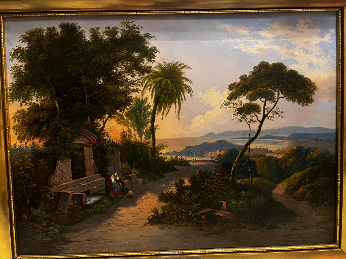 Tableau  Paysage Huile impression sur papier Maroufler sur toile Robert  Russ  née en 1847-1922