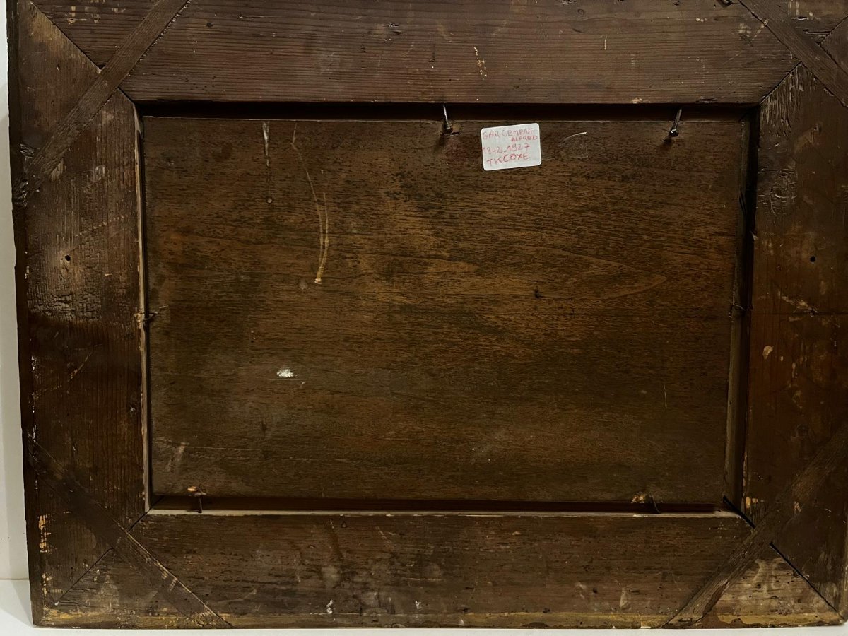 Lively Landscape Painting Signed Alfred Garcement, 1842-1927, Original Frame  -photo-3