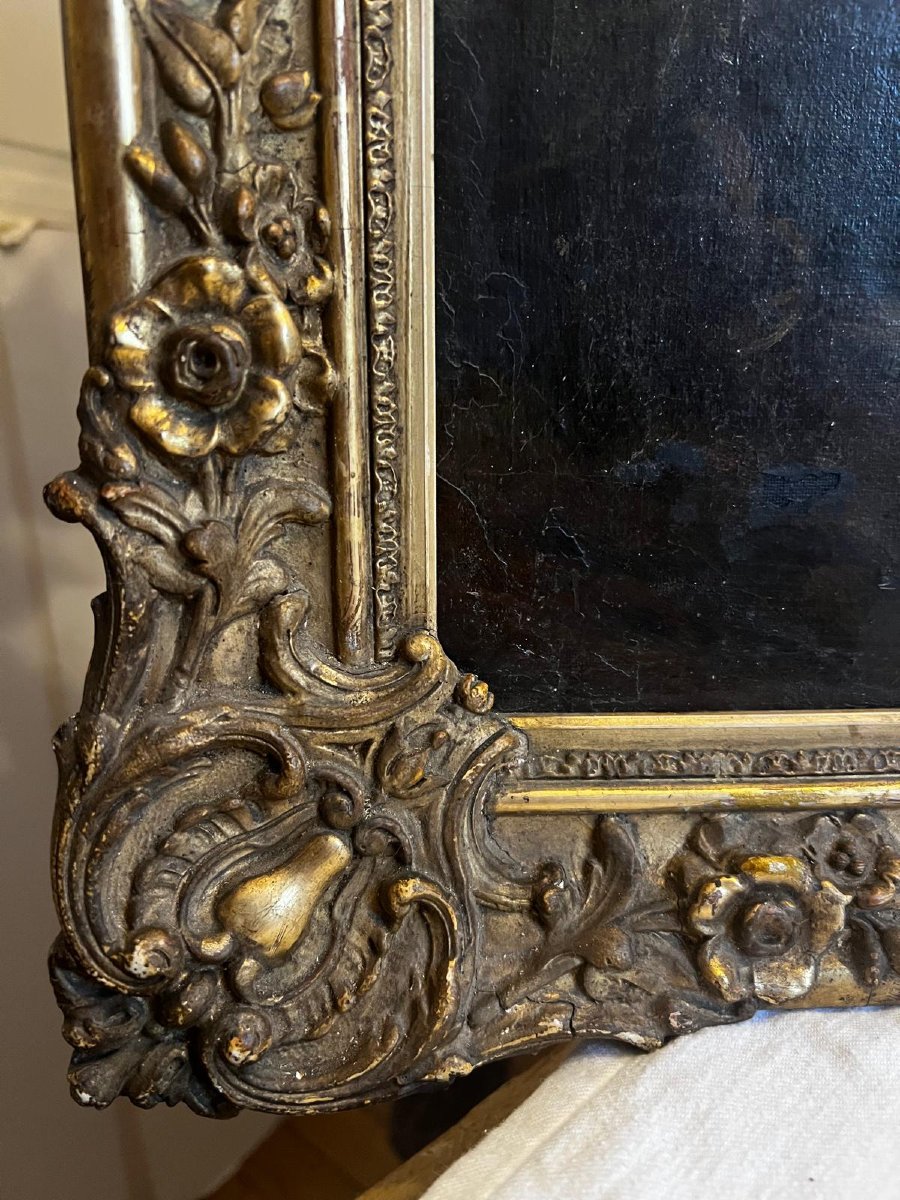 Tableau Paysage de Montagnes avec Toren très belle  qualité cadre d'époque 19ème. -photo-4