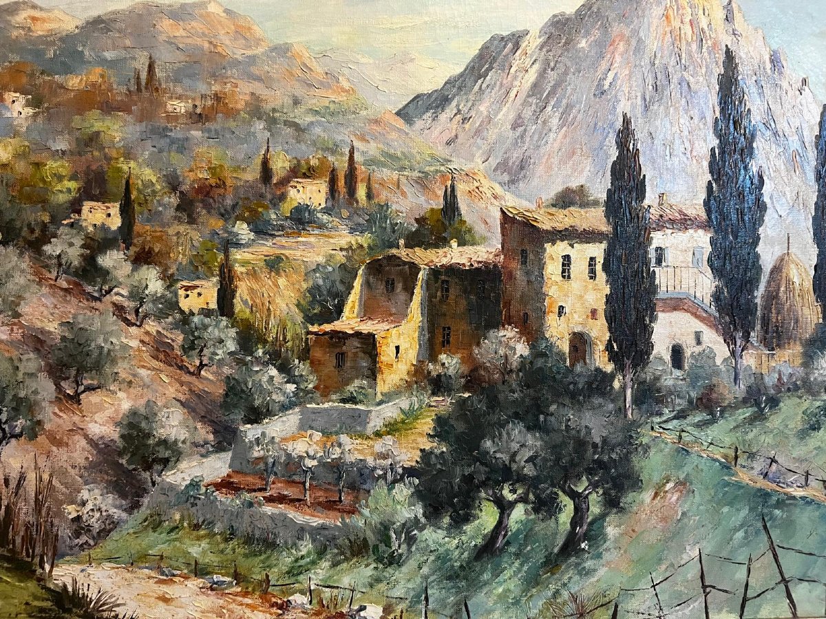 Tableau  Paysage  au  Bas  de Montagnes, Signé  Henri  Édouard  Bargin. -photo-3