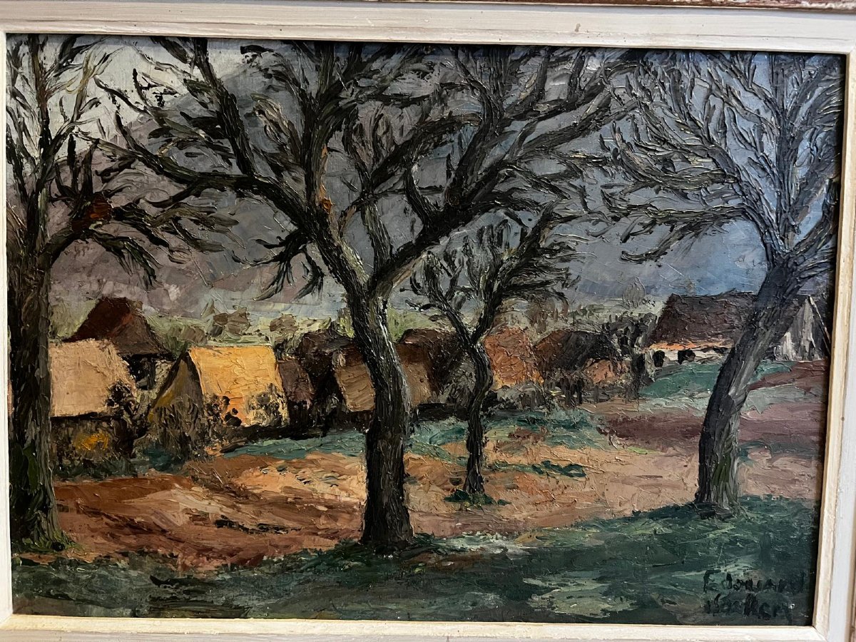 Tableau  Paysage  Signé  illisible,  Bien  Peint , Bien encadré,  Huile sur toile -photo-3