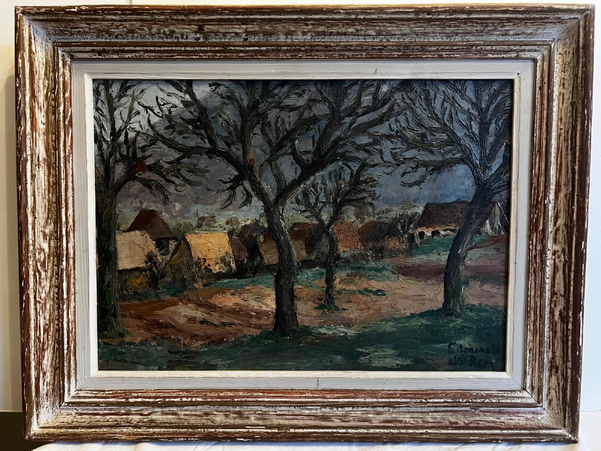 Tableau  Paysage  Signé  illisible,  Bien  Peint , Bien encadré,  Huile sur toile -photo-2