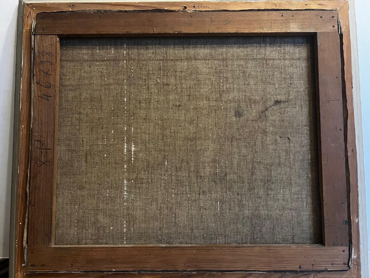 Tableau  Paysage  Signé  illisible,  Bien  Peint , Bien encadré,  Huile sur toile -photo-4