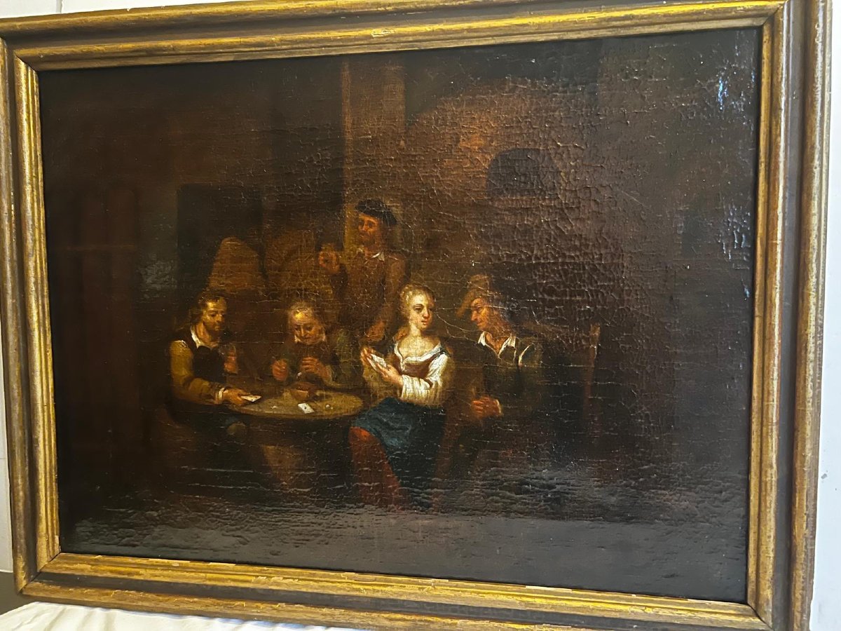 Tableau  les  joueurs  de  Cartes,  très belle qualité ,  Huile Sur toile -photo-3