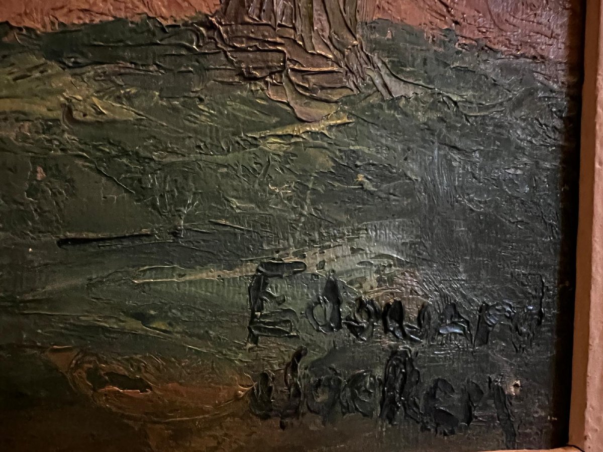 Tableau  Nature  morte  Signé, illisible,  Huile sur toile -photo-3