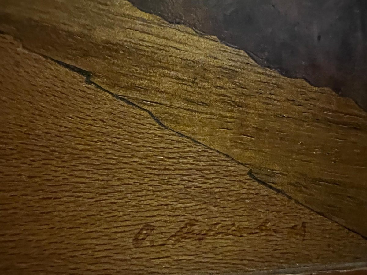 Alsatian Landscape Marquetry Painting, Signed Aufderbruek, Located In Mittelbergbum.-photo-4