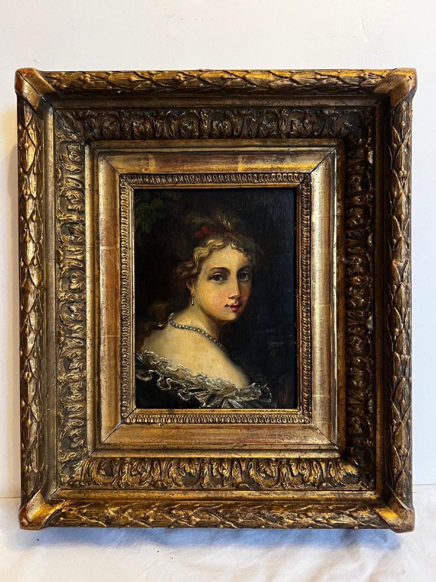 Painting: Portrait Of A Young Woman, 19th Century, French School -photo-1
