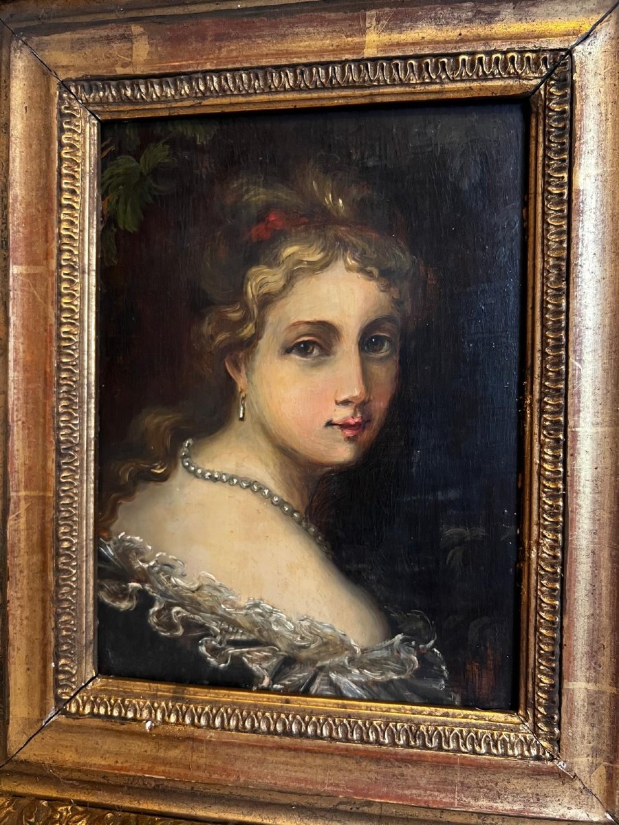 Painting: Portrait Of A Young Woman, 19th Century, French School -photo-3