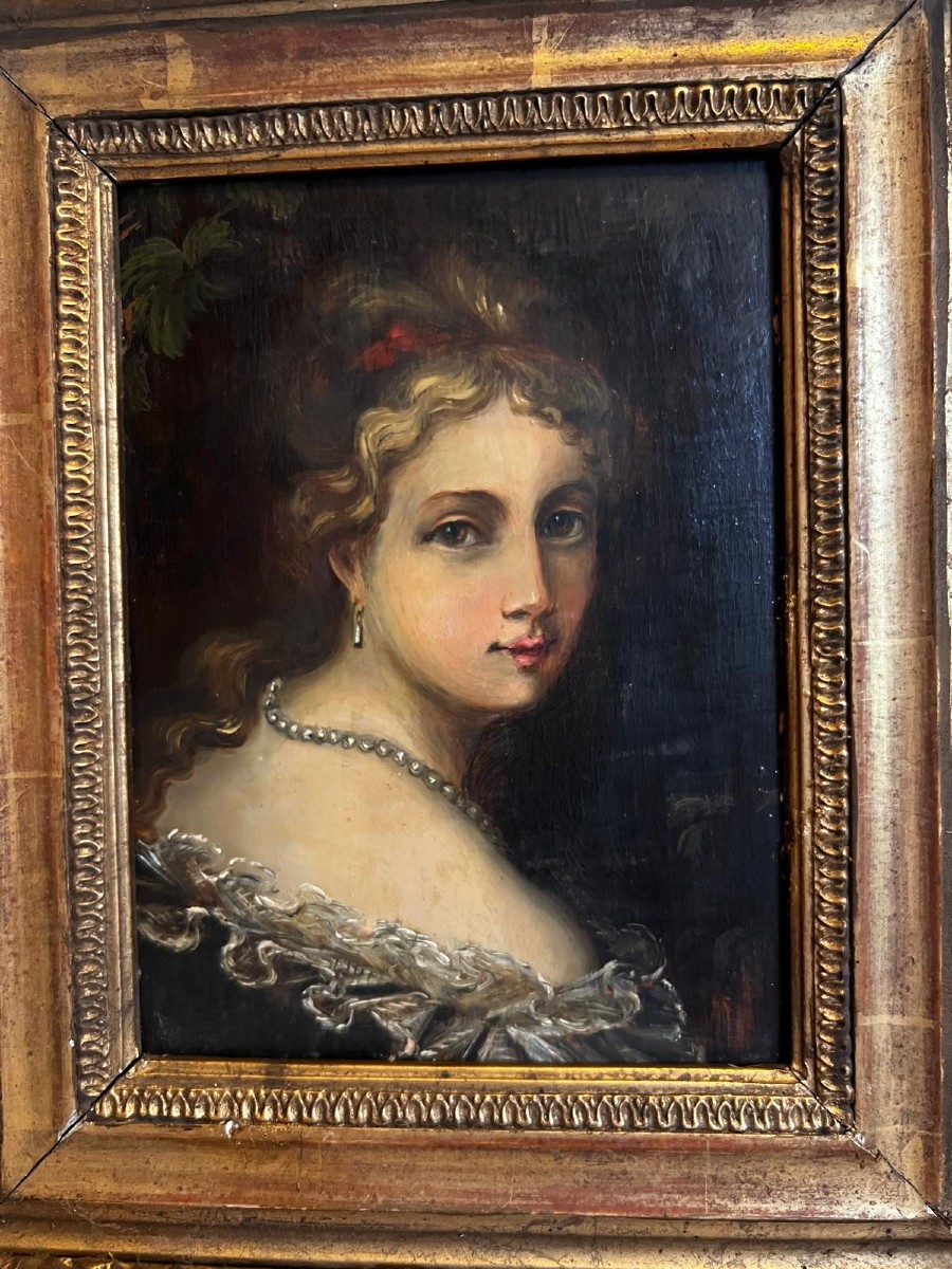 Painting: Portrait Of A Young Woman, 19th Century, French School 