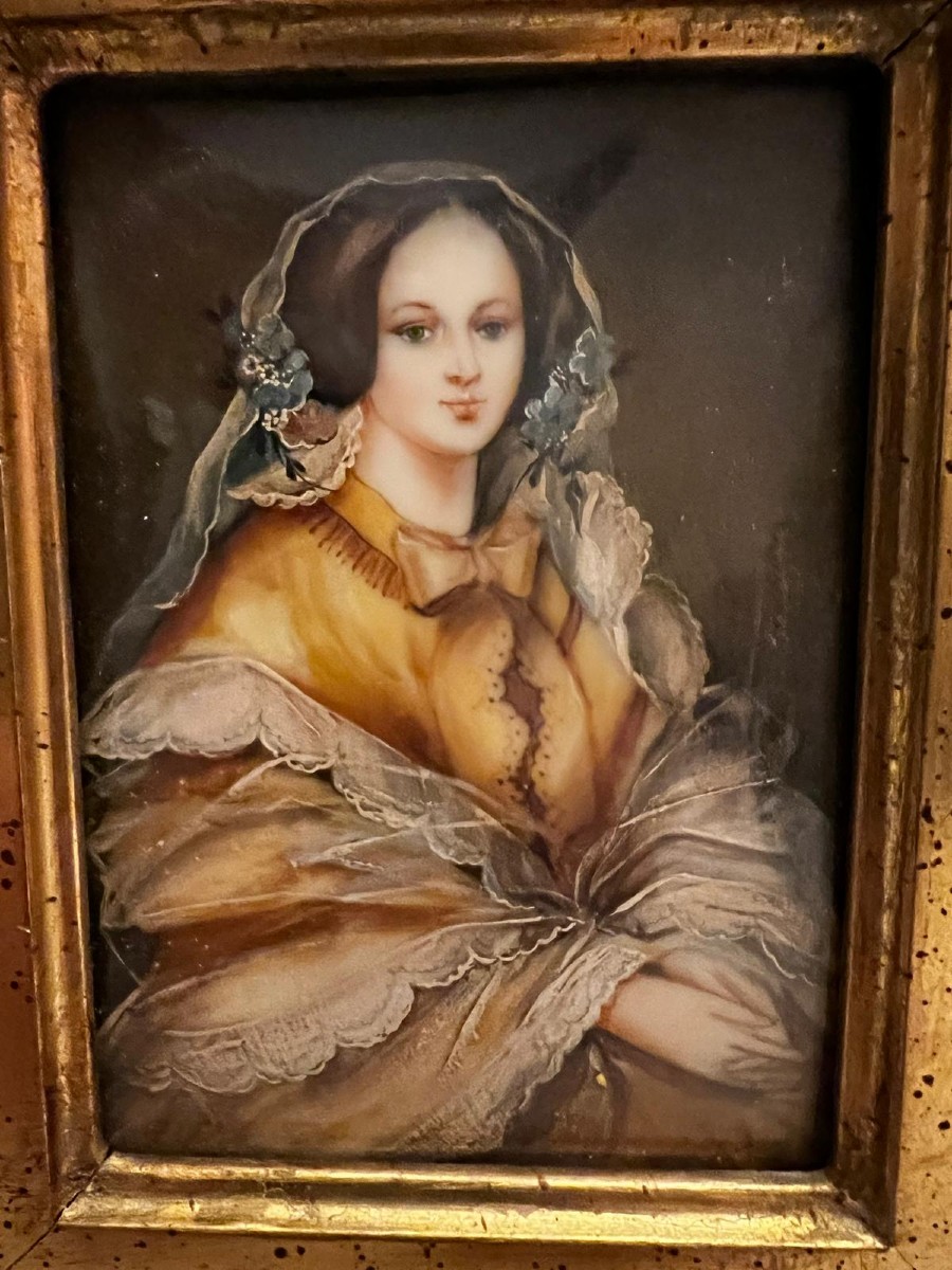 Painting Portrait Of The Duchess Of Orléans By Ingres Oil On Paper. 