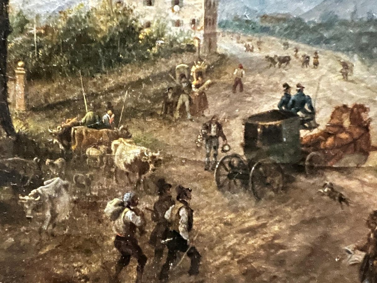 Tableau  Italien Paysage Animé Maconzani  Domenico  1803- 1873.-photo-4