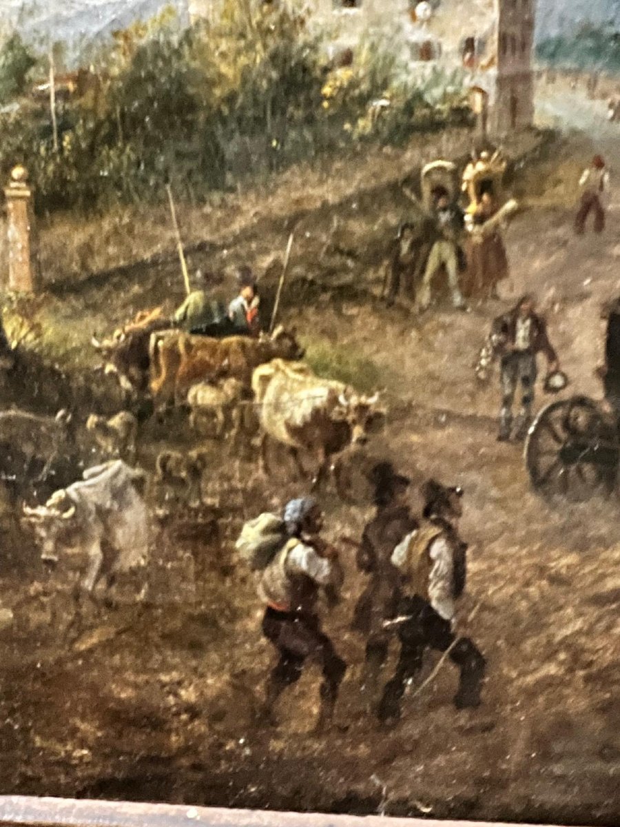 Tableau  Italien Paysage Animé Maconzani  Domenico  1803- 1873.-photo-5