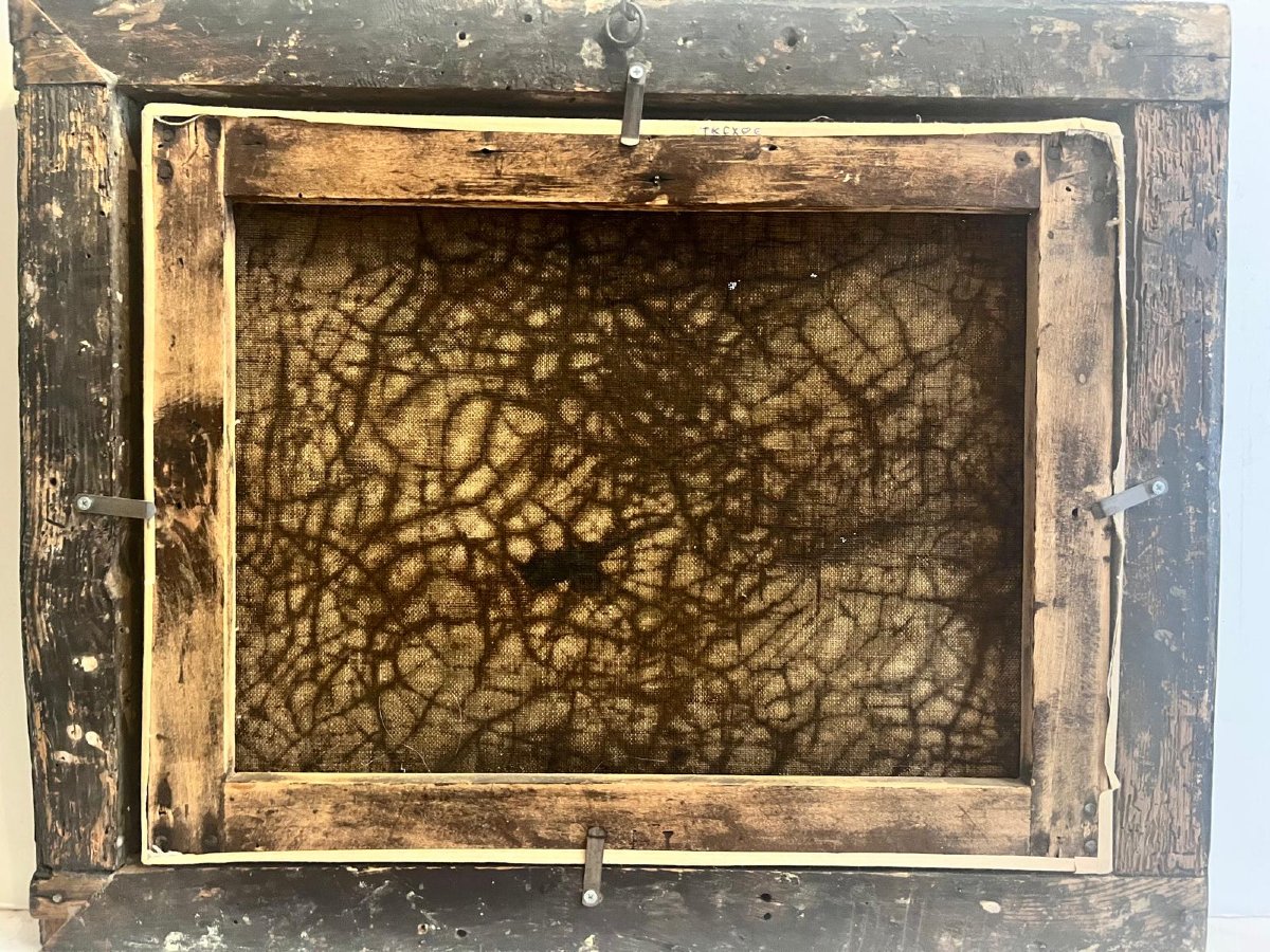 Signed Lower Left Illegible Period Frame.-photo-4