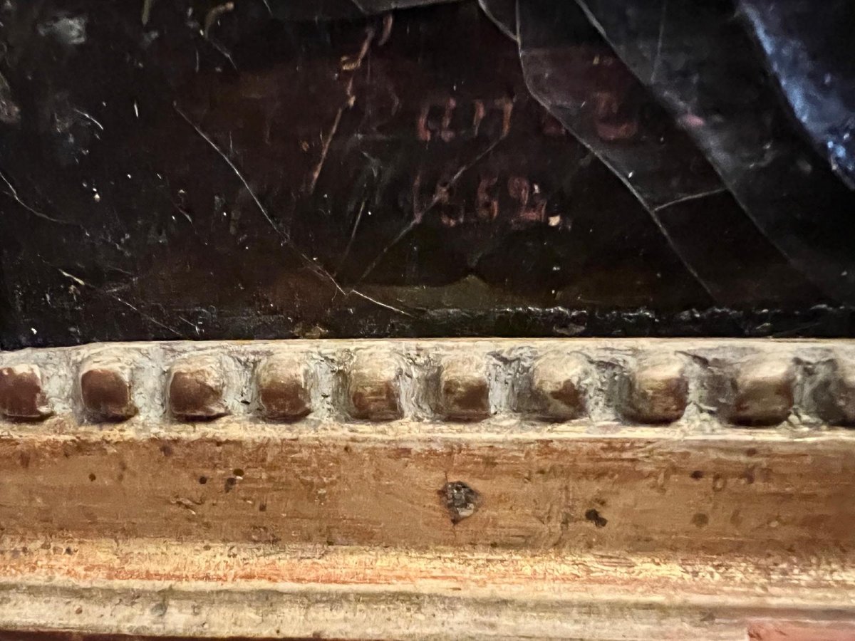 Signed Lower Left Illegible Period Frame.-photo-3