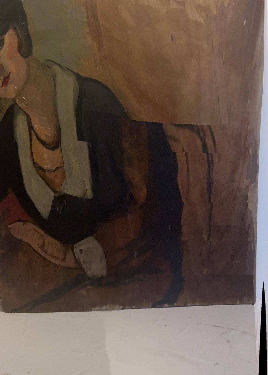 Tableau  Signé  Romanini  Aragon  Deux  faces Fleures plus  Portrait -photo-4