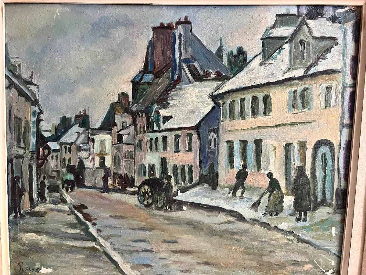 Tableau Rue Annime XX ème Remainder Of Signature Illegible Small Restoration To Be Planned.-photo-2