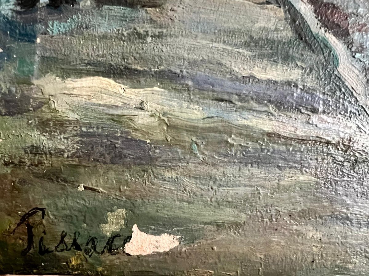 Tableau Rue Annime XX ème Remainder Of Signature Illegible Small Restoration To Be Planned.-photo-4