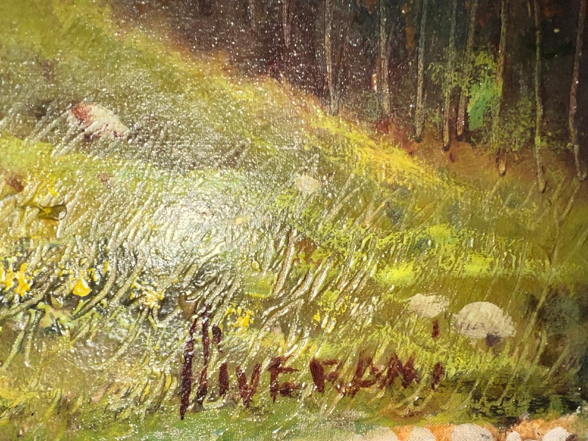 Tableau  Paysage de  Montagne  Signé  Romolo Liverane  1809-1872  Huile sur toile. -photo-4