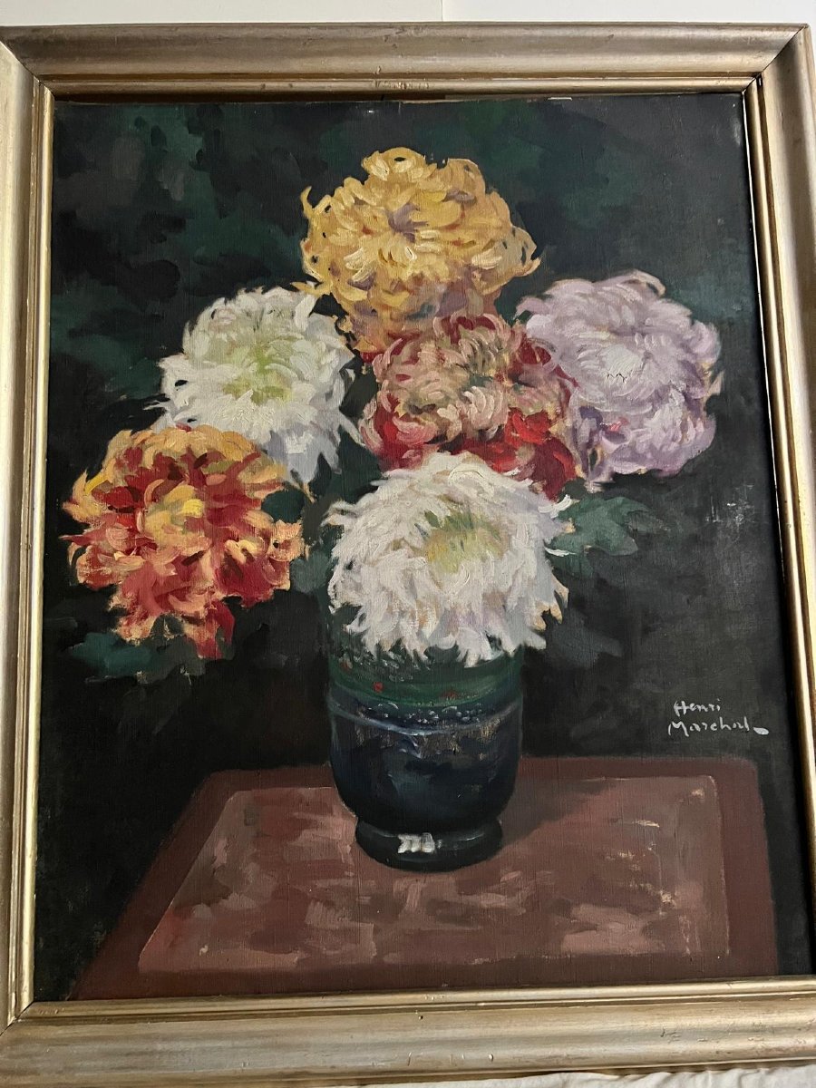 Tableau Signé  Henri  Marchal  1878-1942  Vase de Fleurs -photo-2