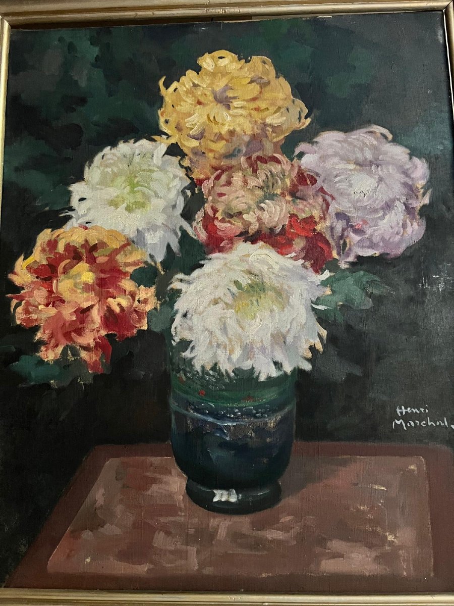 Tableau Signé  Henri  Marchal  1878-1942  Vase de Fleurs -photo-3