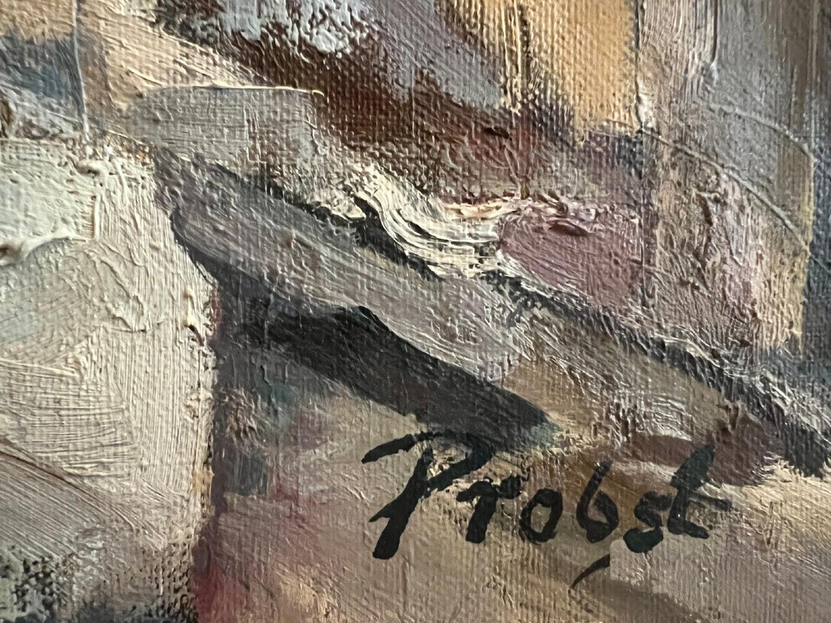 Tableau Paysage de Montagne Signé  PROBST  Huile sur toile. -photo-3