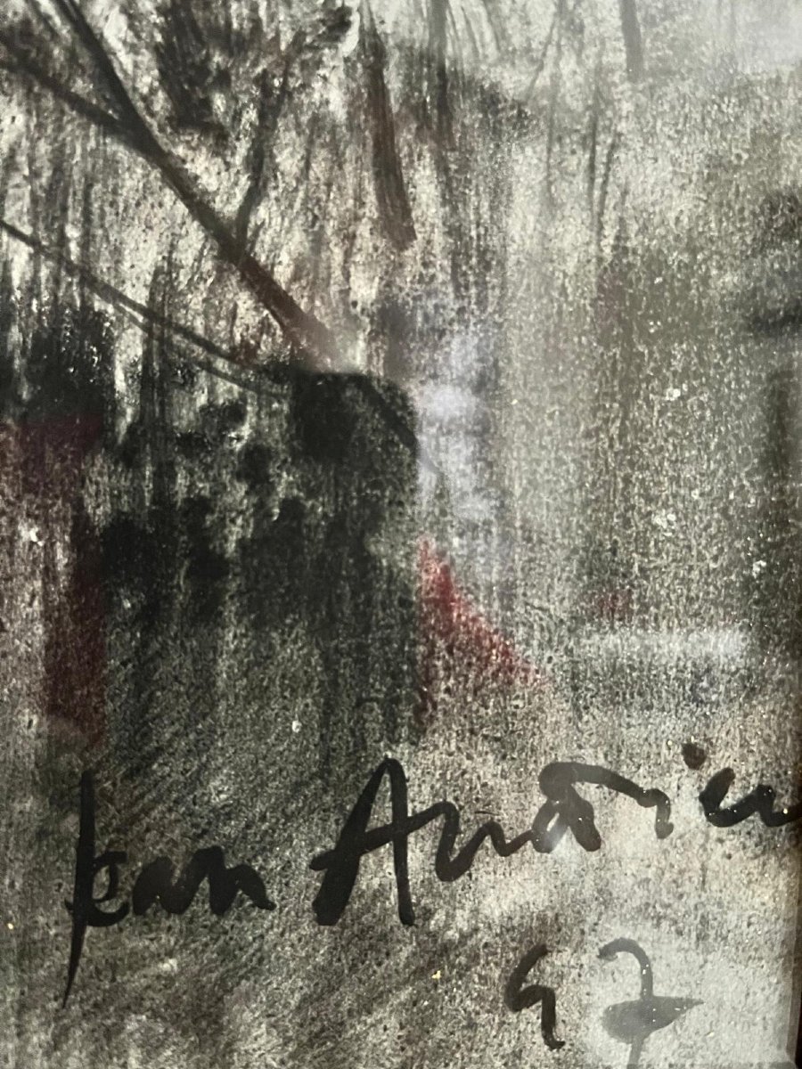 Les Sangliers à La Tombée De La Nuit Painted On Paper Signed And Dated Lower Right 1947-photo-4