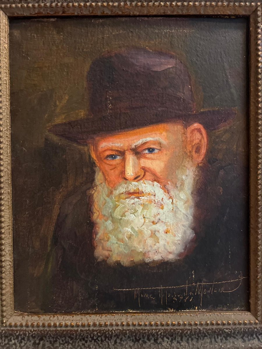 Portrait Of A Man Signed Monteiro?  Oil On Wood Maroufler.-photo-1
