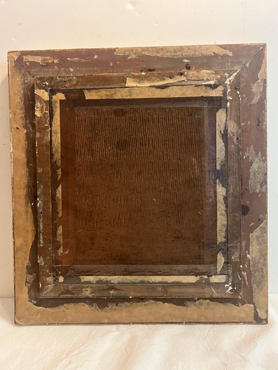 Tableau Fermière Nourri Ses Volaille Signé Illisible Cadre Kaminagai Oil On Wood-photo-4