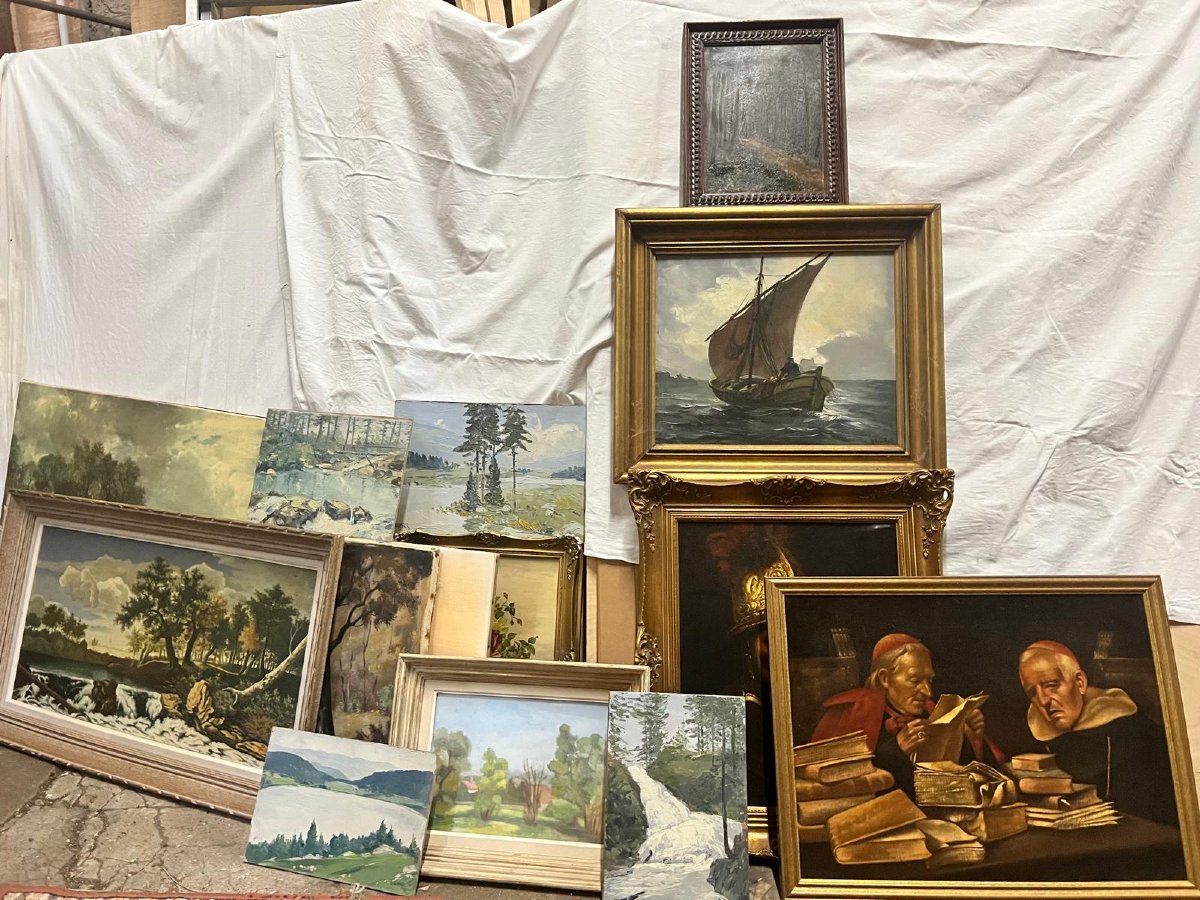Lot Of 40 Paintings Petits Maîtres Ext Décorative.-photo-4