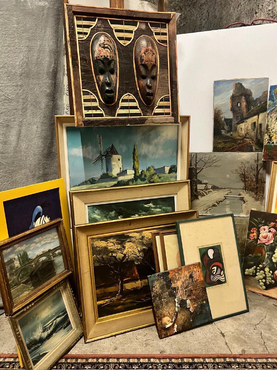 Lot Of 40 Paintings Petits Maîtres Ext Décorative.-photo-2