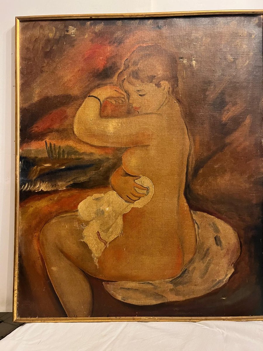 Tableau  dans  le  genre  de  Renoir femme Nú Huile sur toile  Début  20 ème. 