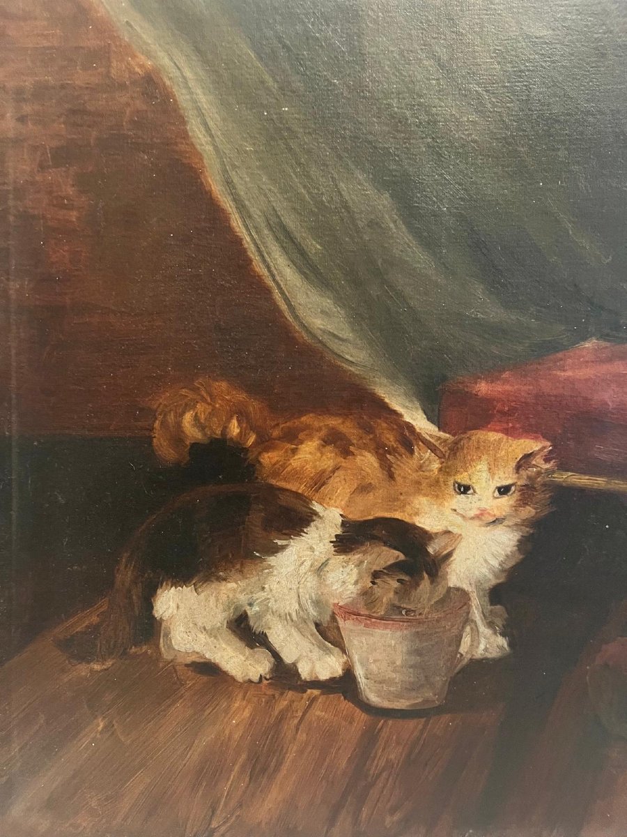 Painting: The Kittens. Oil On Canvas. -photo-2