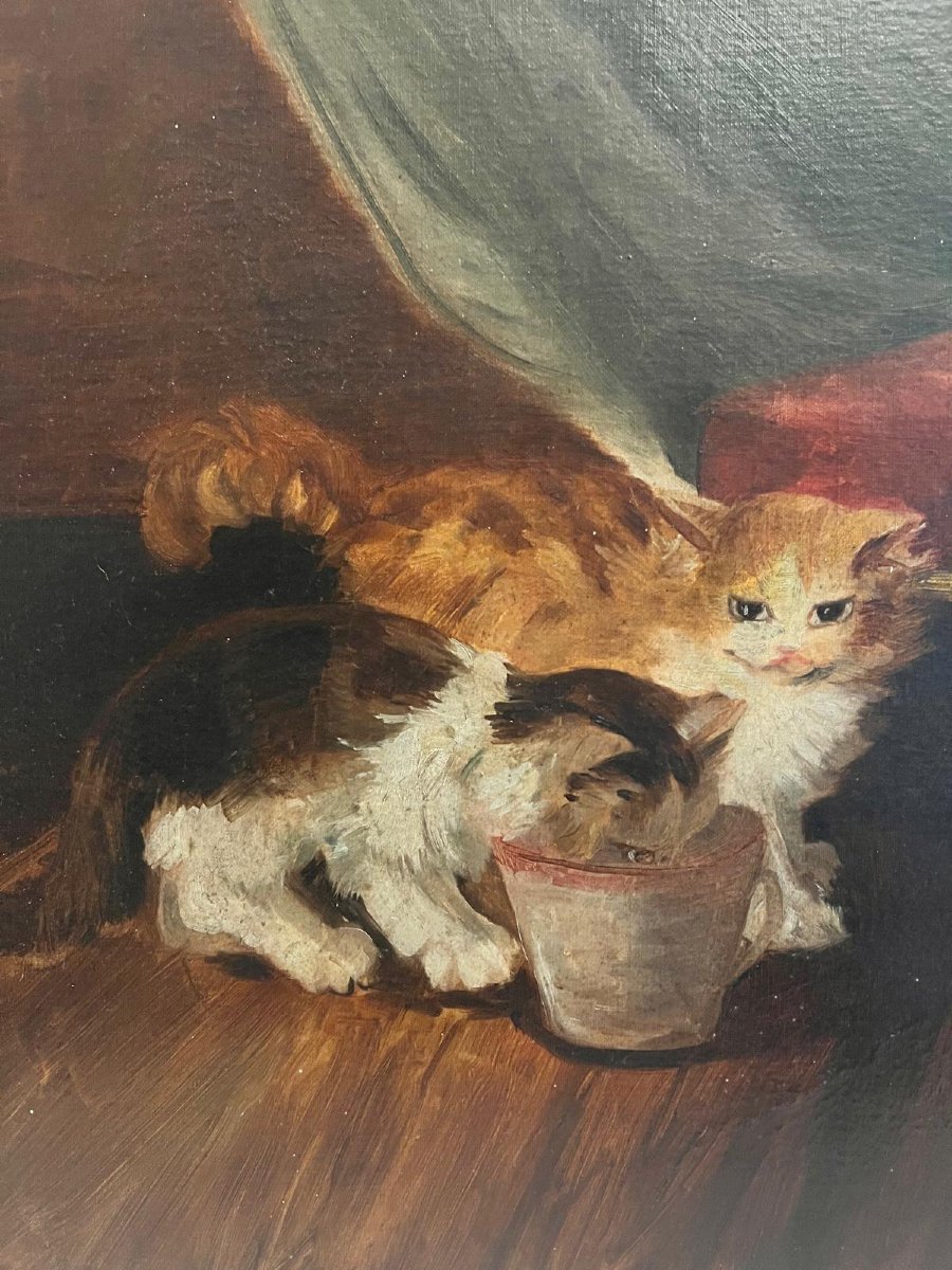 Painting: The Kittens. Oil On Canvas. -photo-4