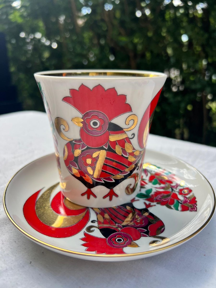 Ensemble en Porcelaine de Lomonosov, Théière à thé 4 tasses plus Soucoupes URSS, ST, Petersburg-photo-2