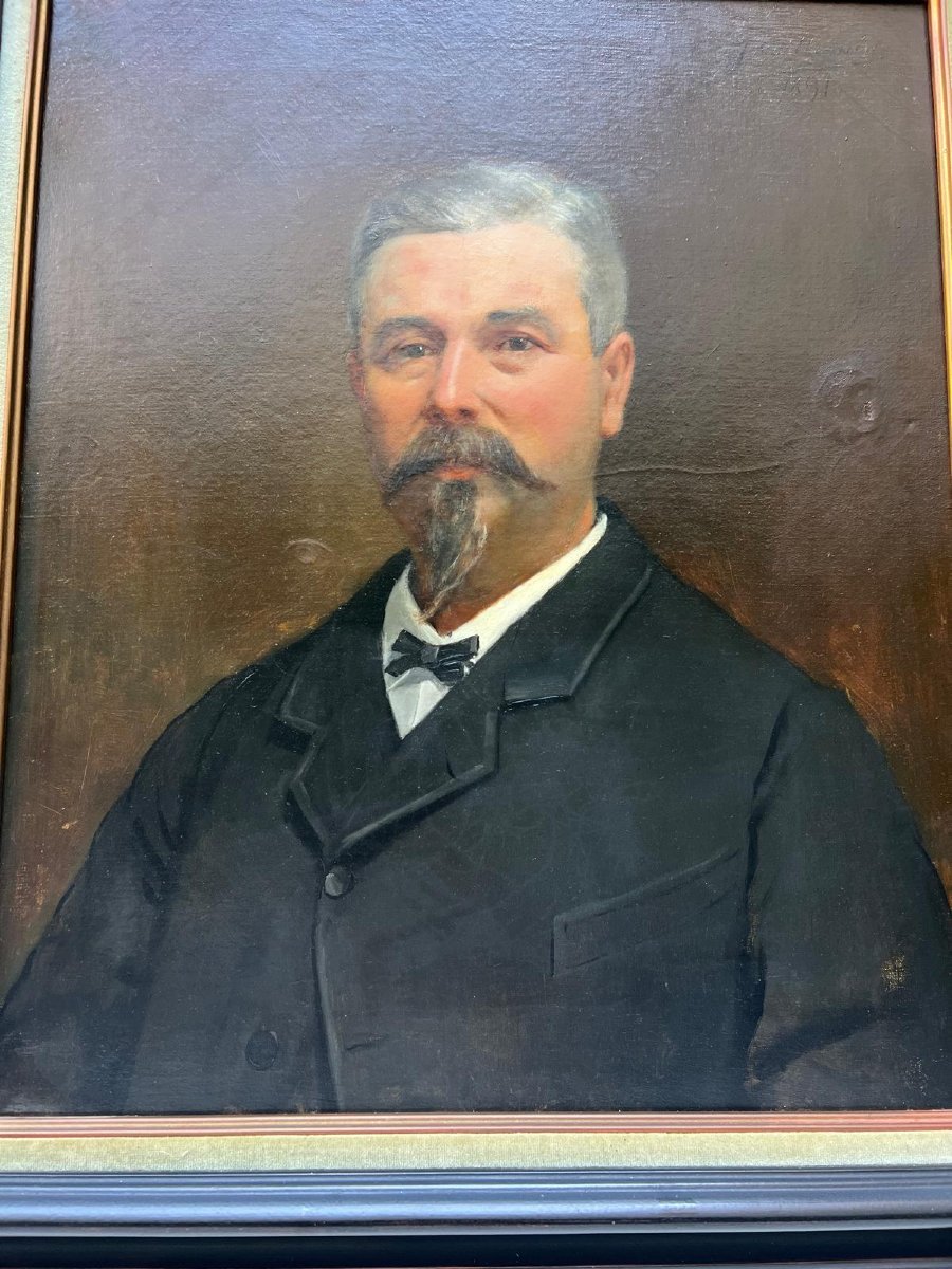 Painting: Portrait Of A Man, 1891. Signed Jules Guillemin, 1866. Minor Damage. See Photos. -photo-2