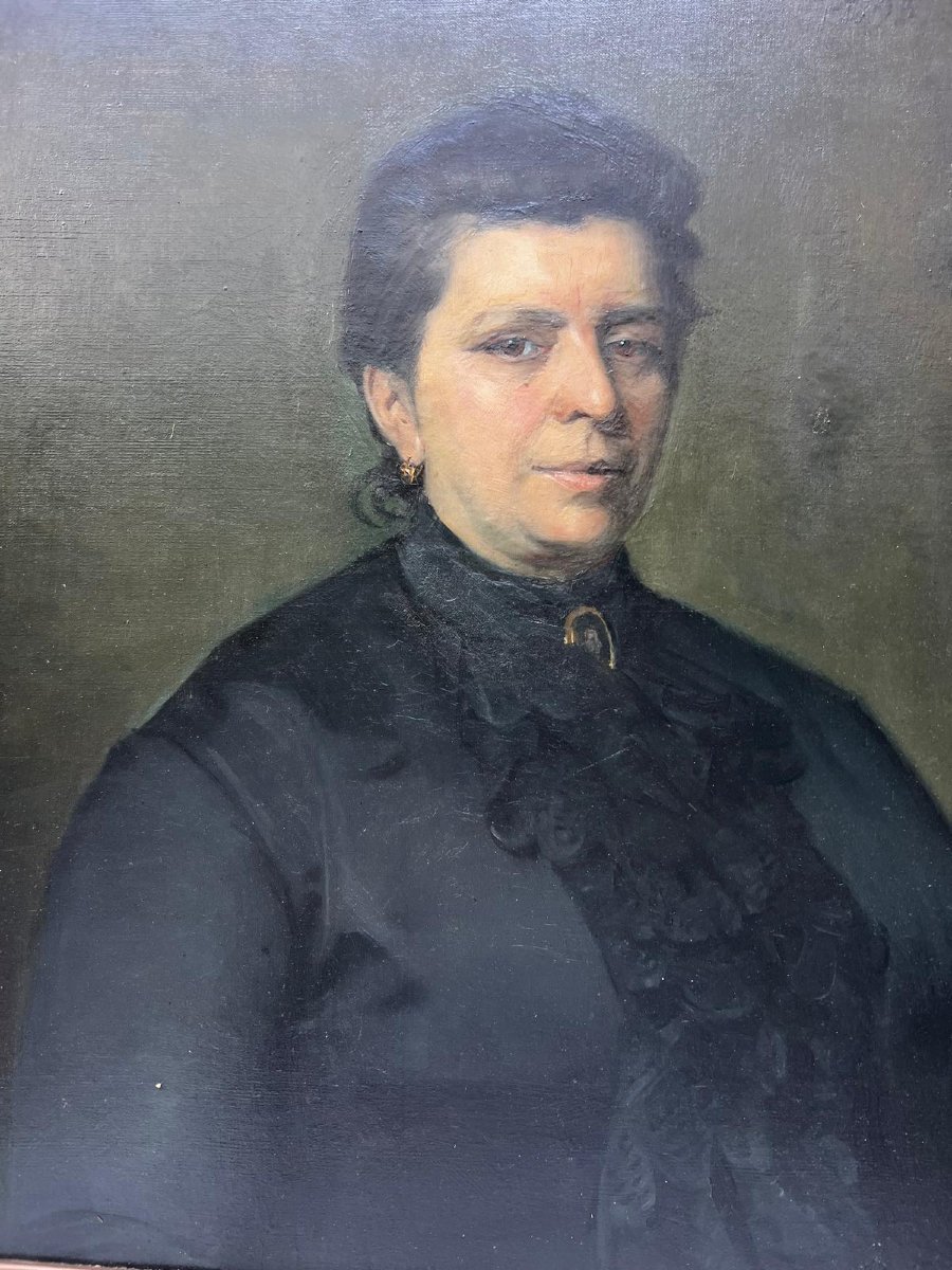 Tableau Portrai Femme 1893  Signé Jules Guillemin 1866  Huile sur toile. -photo-1