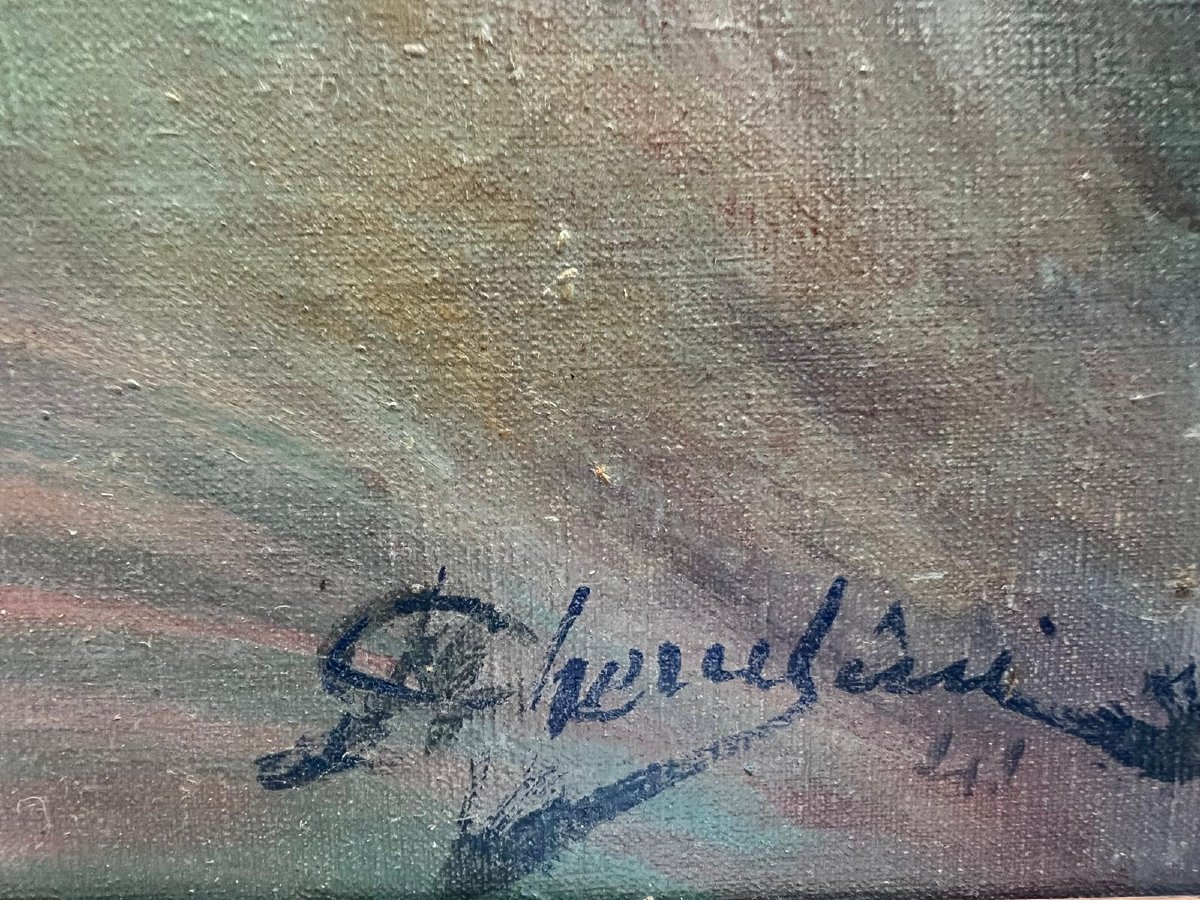 Tableau  Femme Nu Signé  Carlos  Cherubini  1897-1978  20 ème Huile sur toile -photo-3